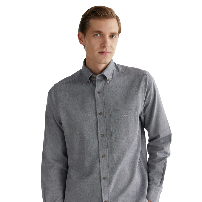 Gant Erkek Gri Regular Fit Düğmeli Yaka Gömlek