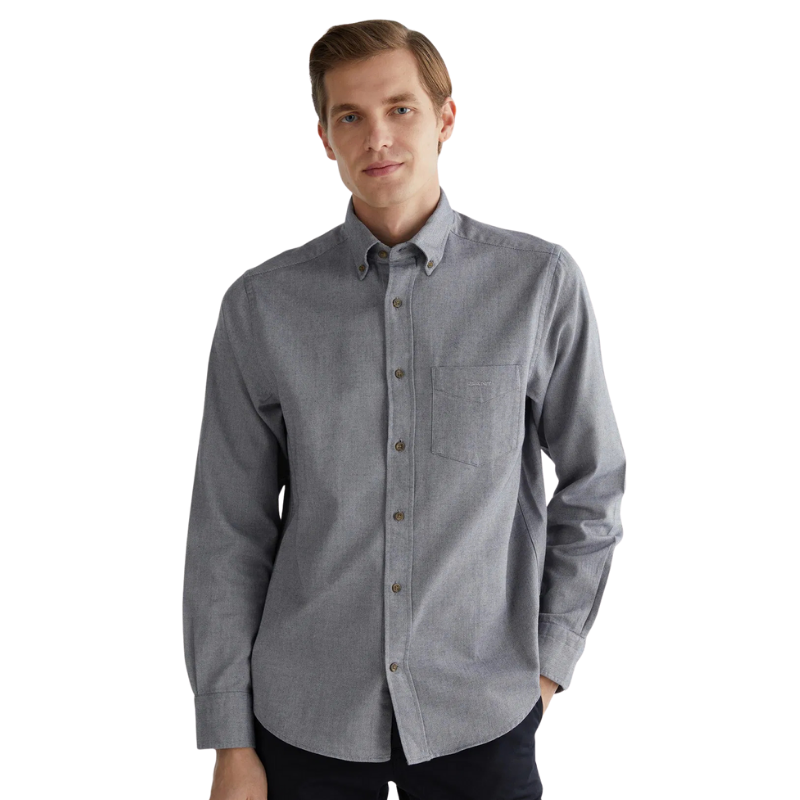 Gant Erkek Gri Regular Fit Düğmeli Yaka Gömlek