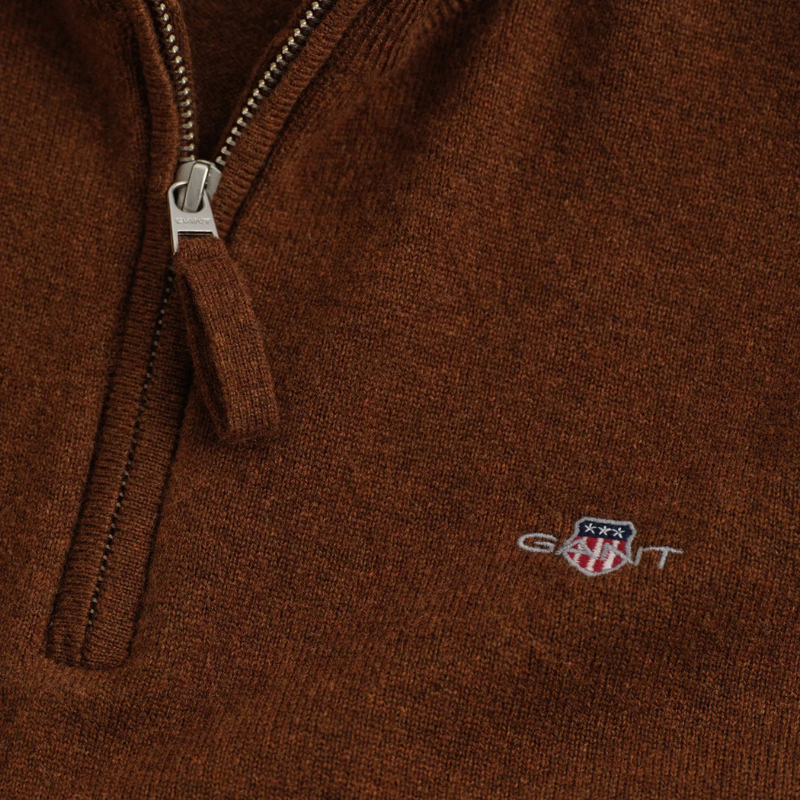 Gant Erkek Kahverengi Regular Fit Yarım Fermuarlı Yün Kazak 87213.229