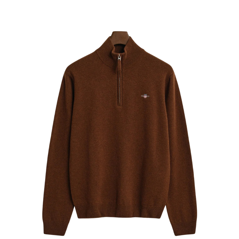 Gant Erkek Kahverengi Regular Fit Yarım Fermuarlı Yün Kazak 87213.229