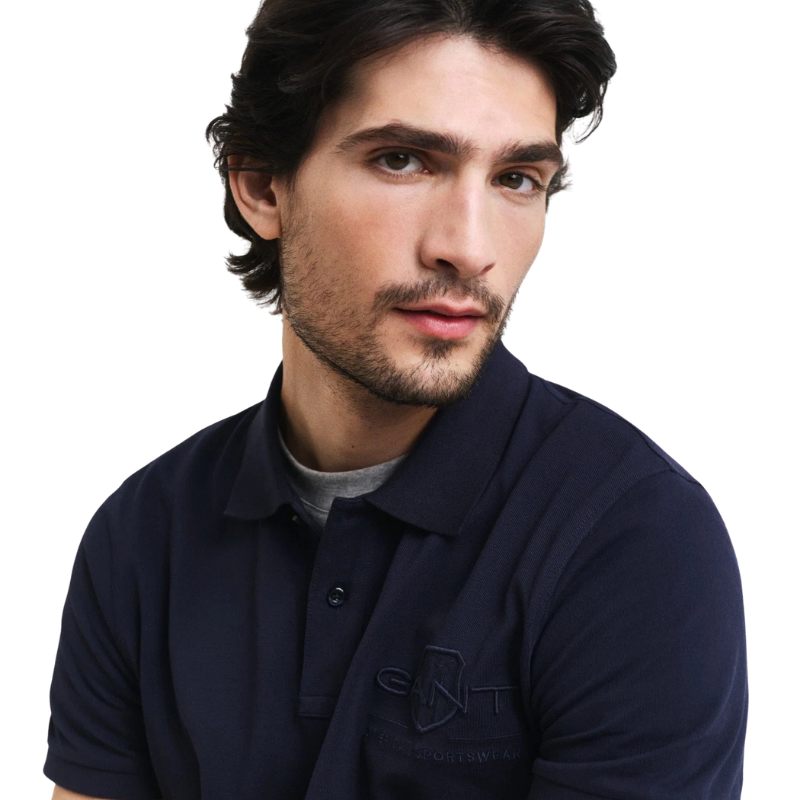 Gant Erkek Lacivert Regular Fit Logolu Polo Tshırt 2062025.433
