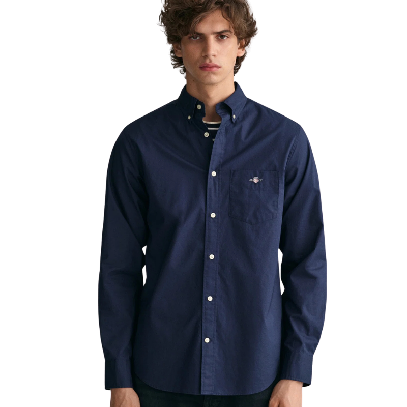 Gant Erkek Lacivert Regular Fit Logolu Gömlek 3000100.410