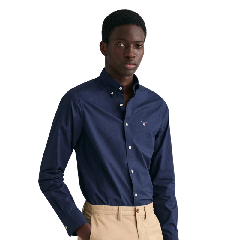 Gant Erkek Lacivert Slim Fit Düğmeli Yaka Gömlek 3046402.410