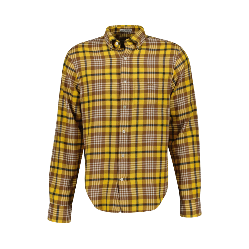 Gant Erkek Sarı Regular Fit Düğmeli Yaka Kareli Gömlek