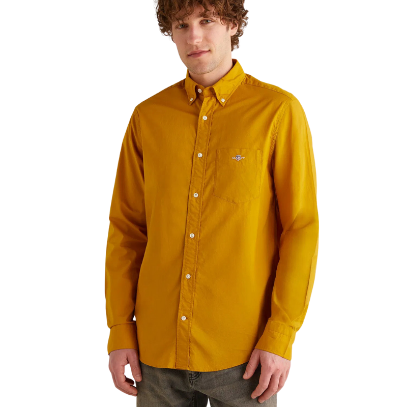 Gant Erkek Sarı Regular Fit Düğmeli Yaka Poplin Gömlek