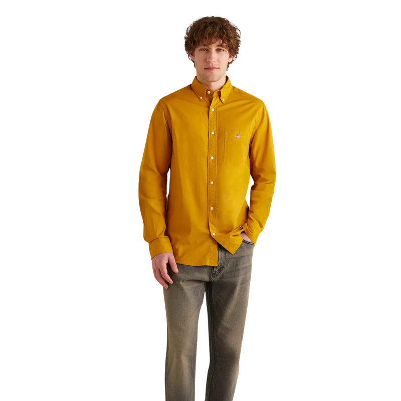 Gant Erkek Sarı Regular Fit Düğmeli Yaka Poplin Gömlek