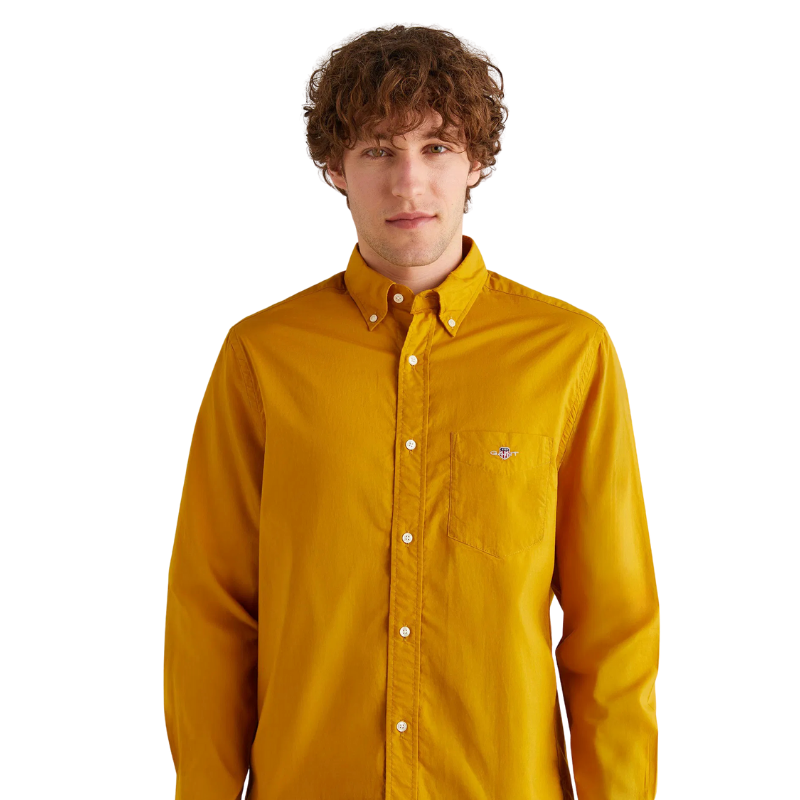 Gant Erkek Sarı Regular Fit Düğmeli Yaka Poplin Gömlek
