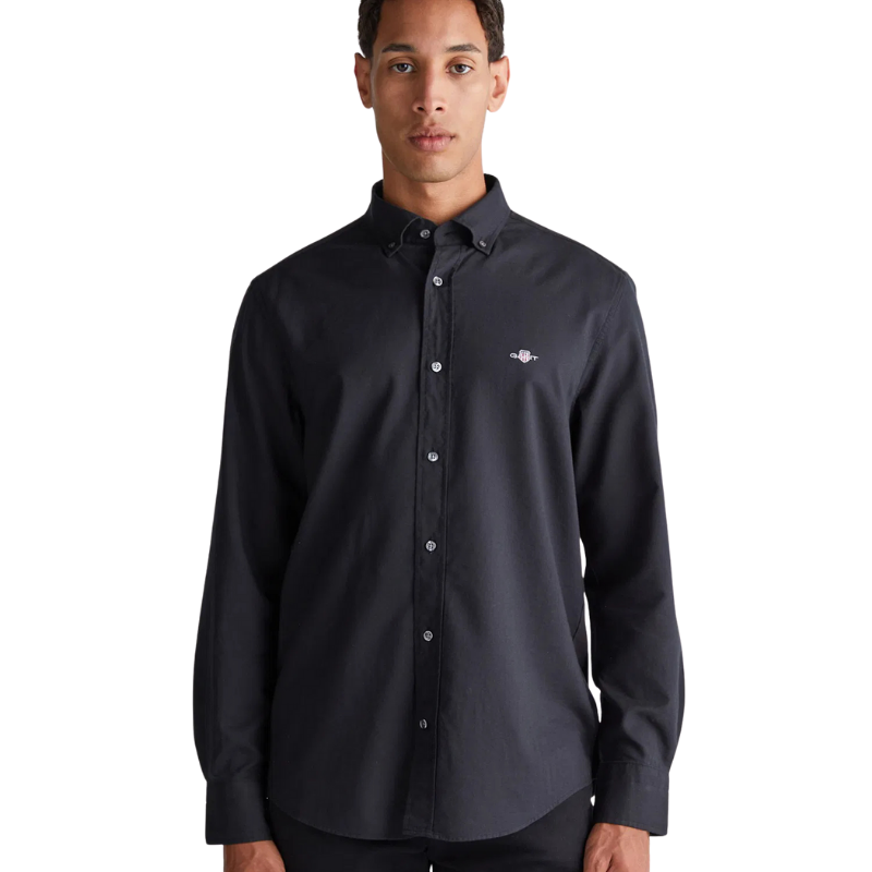 Gant Erkek Siyah Regular Fit Düğmeli Yaka Gömlek