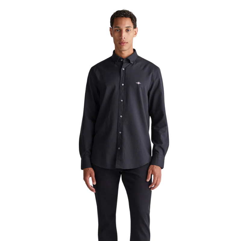 Gant Erkek Siyah Regular Fit Düğmeli Yaka Gömlek