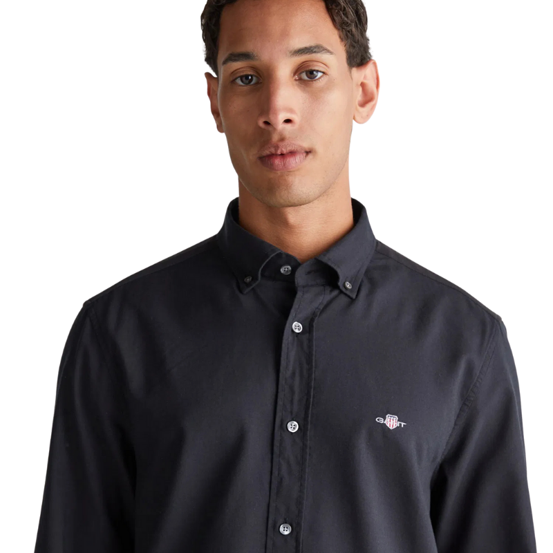 Gant Erkek Siyah Regular Fit Düğmeli Yaka Gömlek