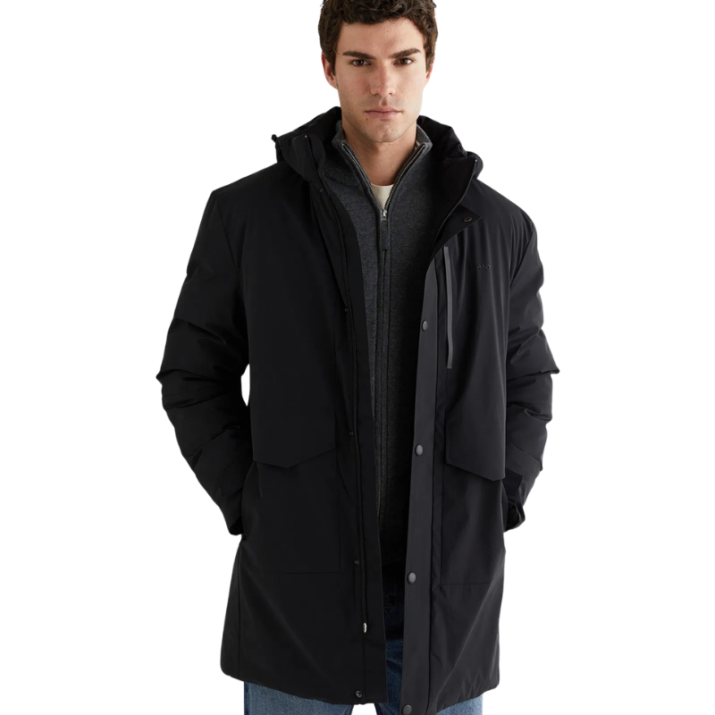 Gant Erkek Siyah Standart Fit Kapüşonlu Mont 7125396T.5
