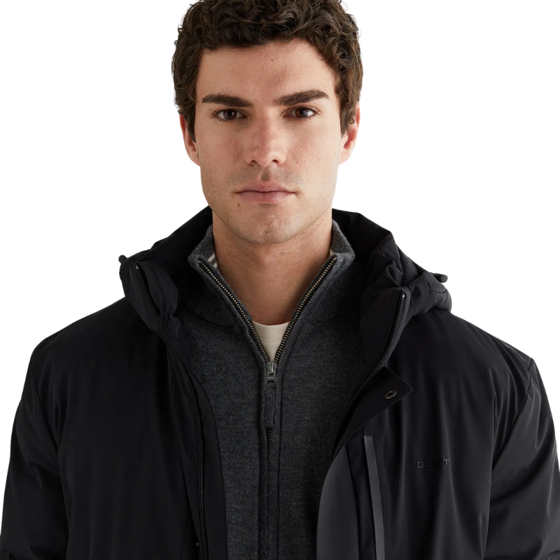 Gant Erkek Siyah Standart Fit Kapüşonlu Mont 7125396T.5