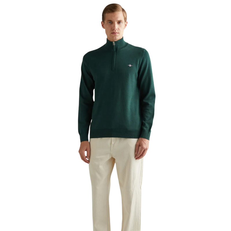 Gant Erkek Yeşil Regular Fit Yarım Fermuarlı Kazak 8030564.374