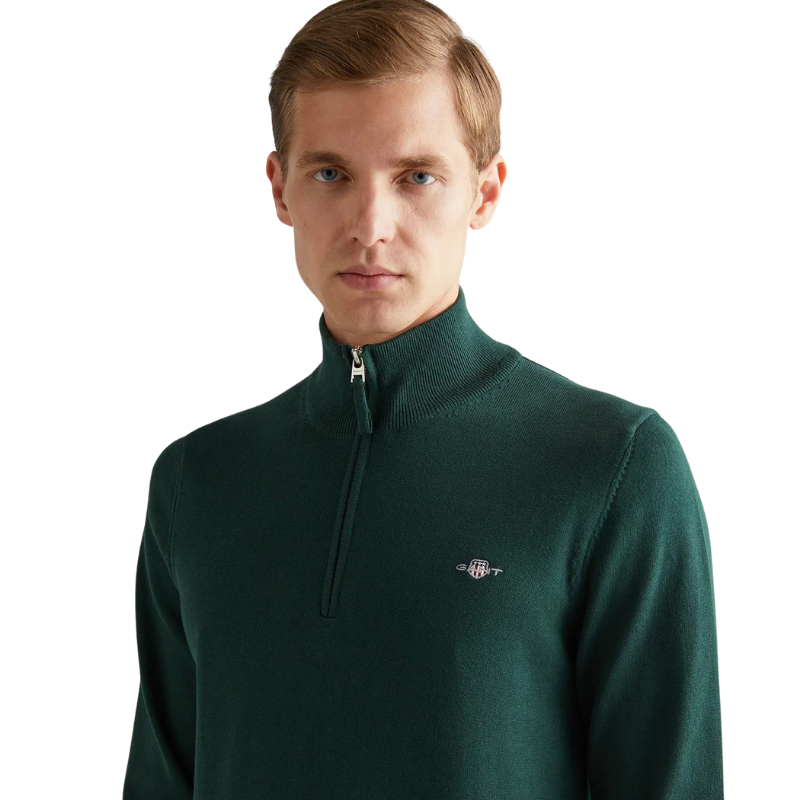 Gant Erkek Yeşil Regular Fit Yarım Fermuarlı Kazak 8030564.374