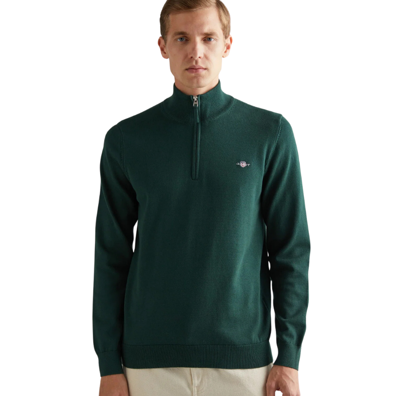 Gant Erkek Yeşil Regular Fit Yarım Fermuarlı Kazak 8030564.374