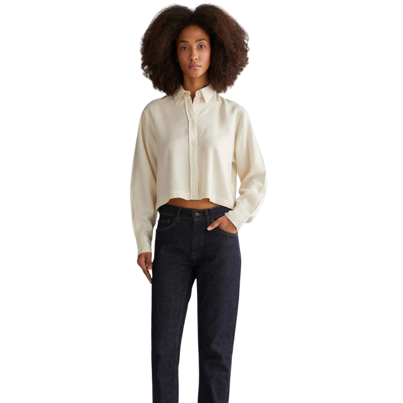 Gant Kadın Krem Crop Fit Gömlek