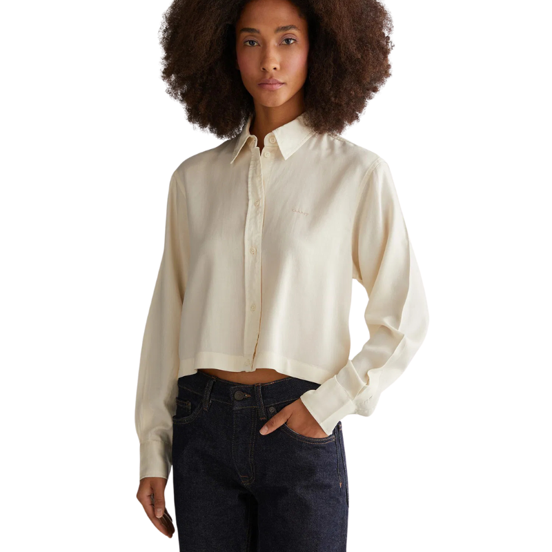 Gant Kadın Krem Crop Fit Gömlek