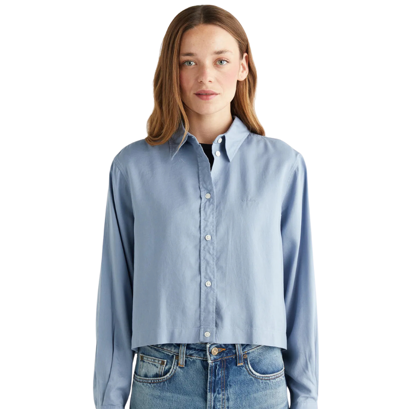 Gant Kadın Mavi Crop Fit Gömlek 