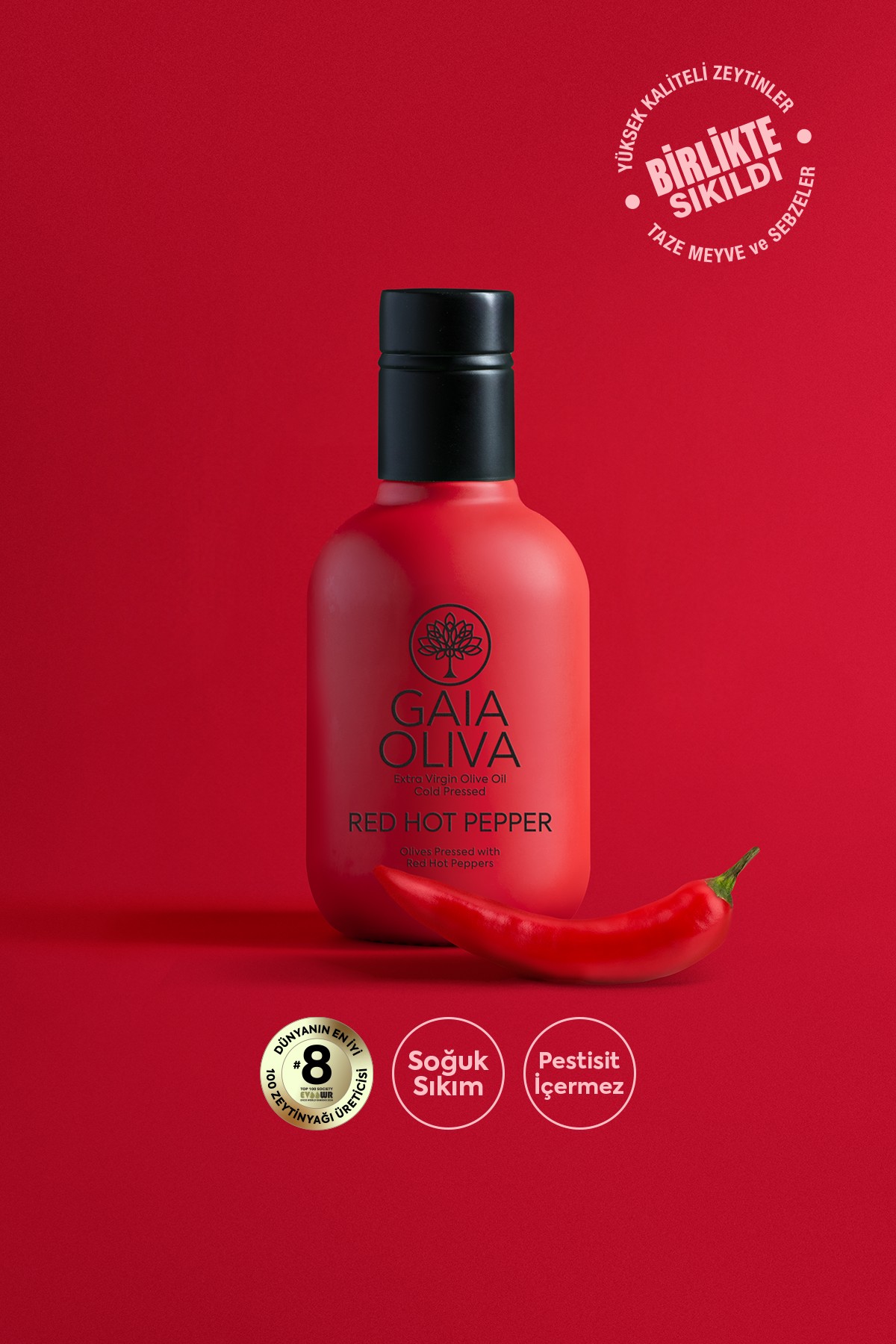 Kırmızı Acı Biber Çeşnili 250 ml Natürel Sızma Zeytinyağı