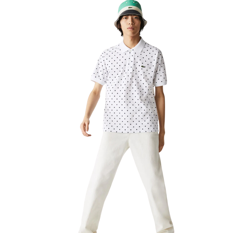 Lacoste  Erkek Classic Fit Desenli Beyaz Polo Tshırt PH2383.522