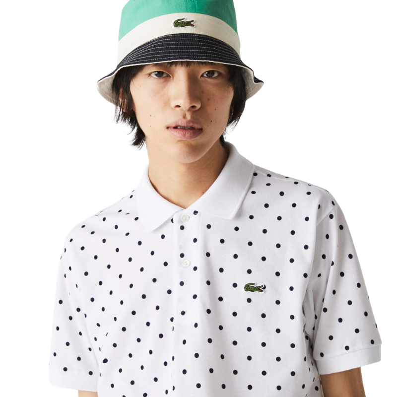 Lacoste  Erkek Classic Fit Desenli Beyaz Polo Tshırt PH2383.522