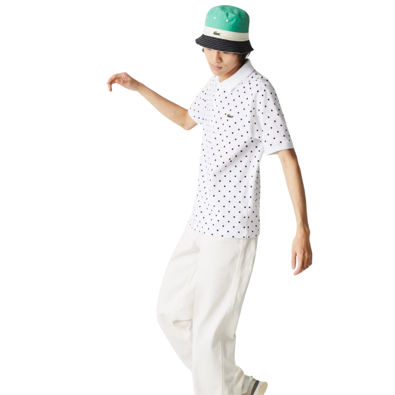Lacoste  Erkek Classic Fit Desenli Beyaz Polo Tshırt PH2383.522