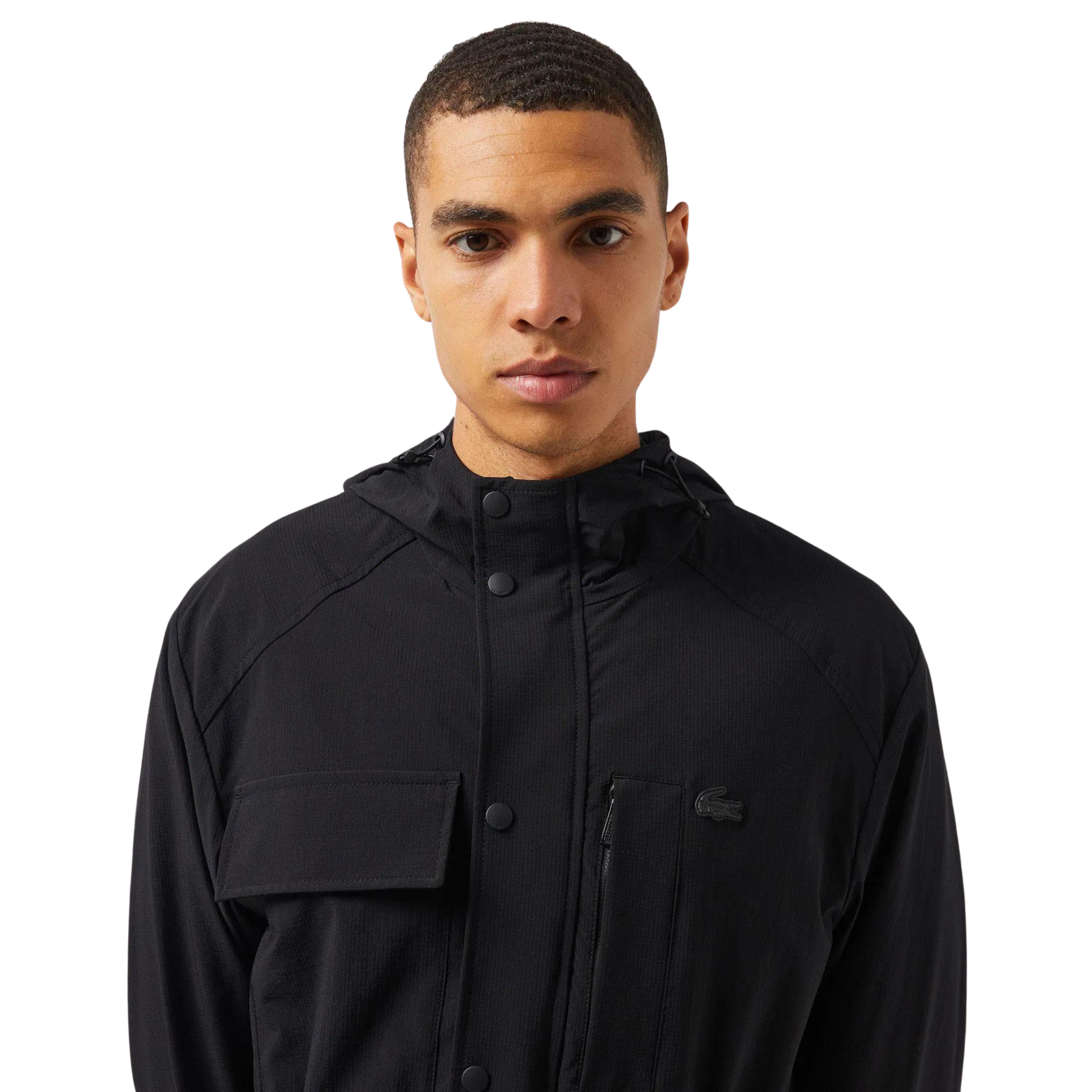 Lacoste Erkek Kapüşonlu Baskılı Siyah Mont BH2509.031