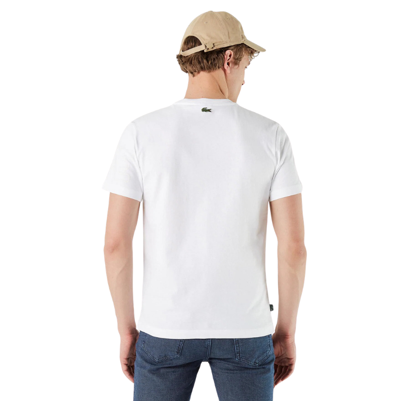 Lacoste Erkek Regular Fit Bisiklet Yaka Baskılı Beyaz T-Shirt TH1741.001