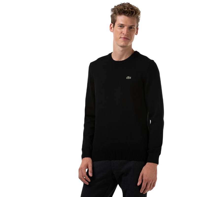 Lacoste Erkek Regular Fit Bisiklet Yaka Organik Pamuk Siyah Kazak  