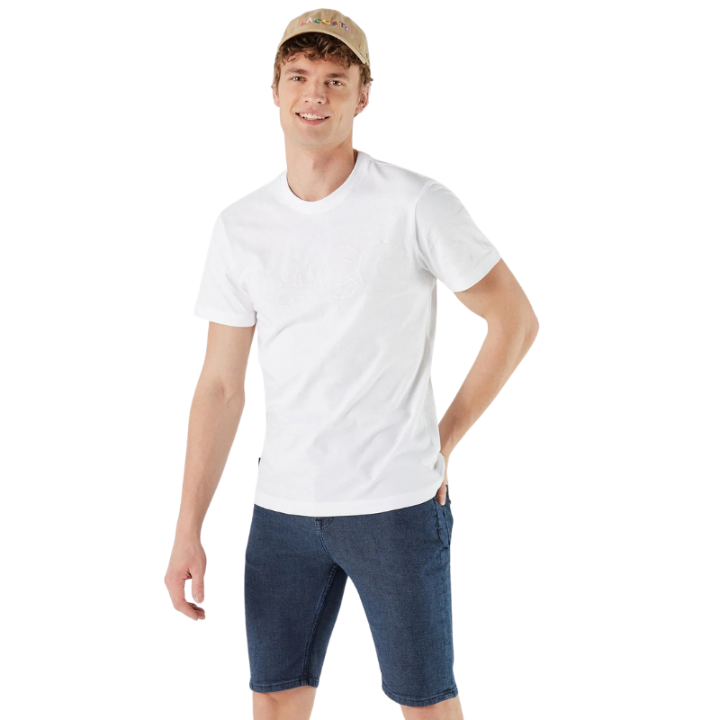 Lacoste Erkek Regular Fit Bisiklet Yaka Baskılı Beyaz T-Shirt TH1741.001