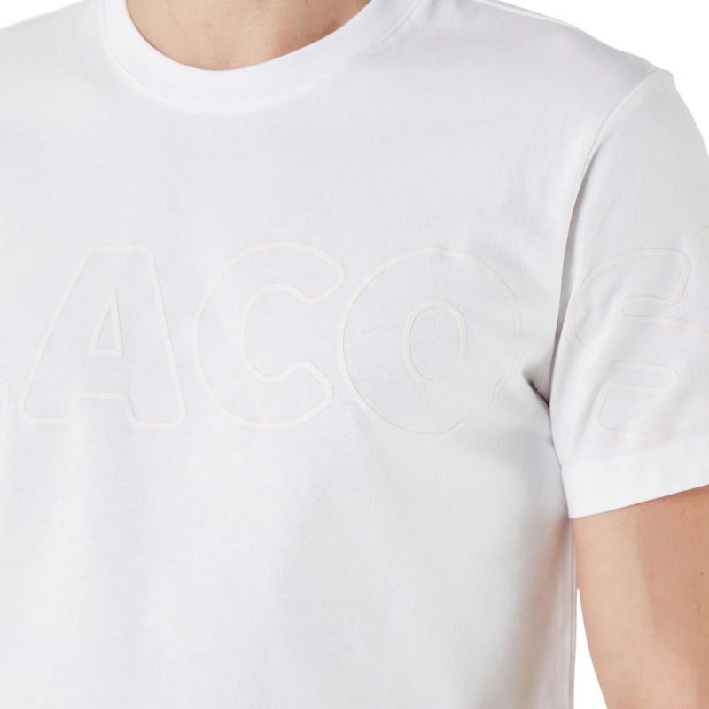 Lacoste Erkek Regular Fit Bisiklet Yaka Baskılı Beyaz T-Shirt TH1741.001