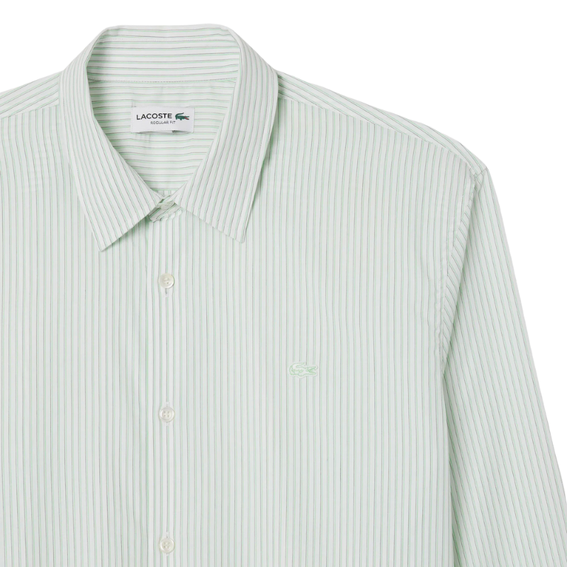 Lacoste Erkek Regular Fit Çizgili Açık Yeşil Gömlek CH9087.CIY
