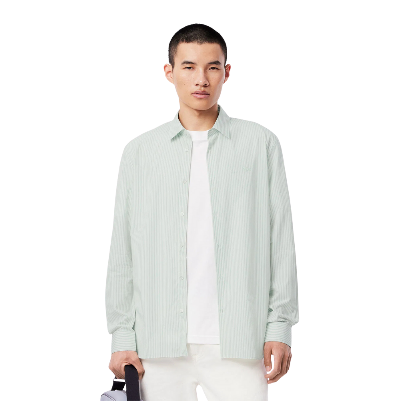 Lacoste Erkek Regular Fit Çizgili Açık Yeşil Gömlek CH9087.CIY