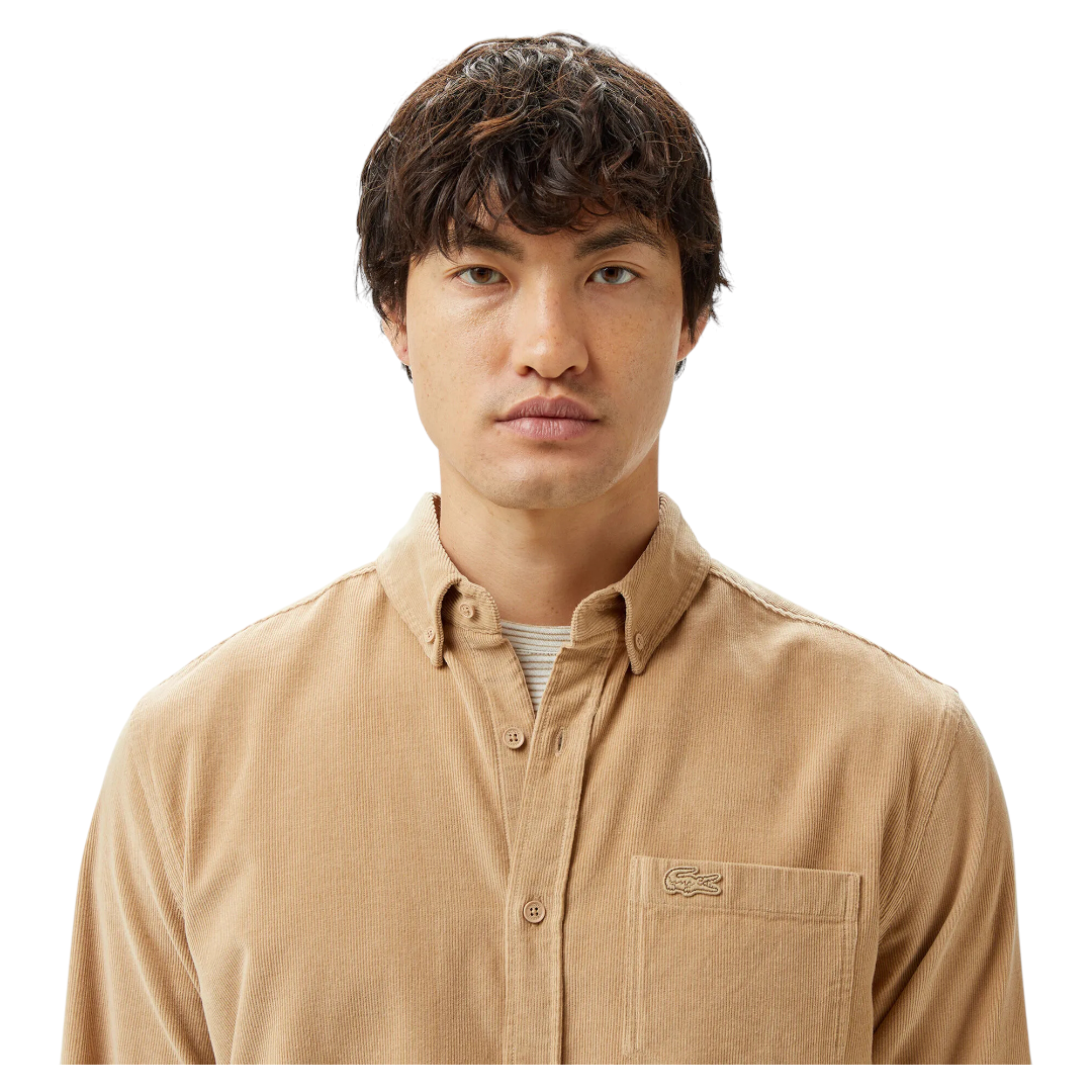 Lacoste Erkek Regular Fit Düğmeli Yaka Bej Gömlek CH2537.02S