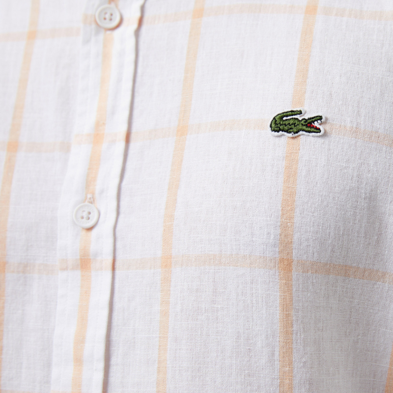 Lacoste Erkek Regular Fit Ekose Beyaz Gömlek