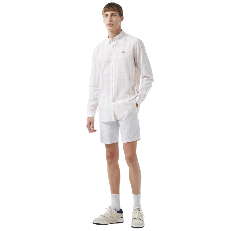 Lacoste Erkek Regular Fit Ekose Beyaz Gömlek