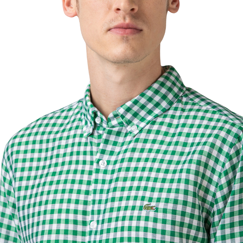 Lacoste Erkek Regular Fit Ekose Desenli Yeşil Gömlek