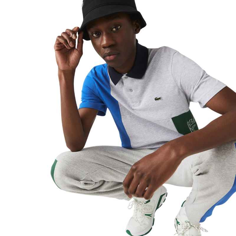 Lacoste Erkek Regular Fit Renk Bloklu Gri Polo Tshırt PH7223.BQ2