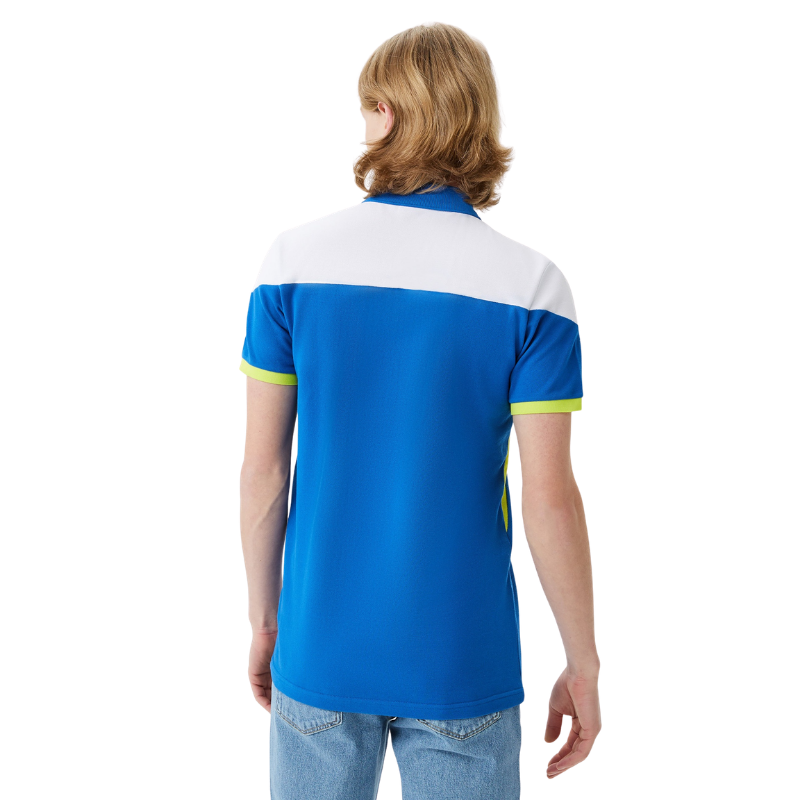 Lacoste Erkek Regular Fit Yarım Fermuarlı Renk Bloklu Mavi Polo Tshırt PH0314.14M