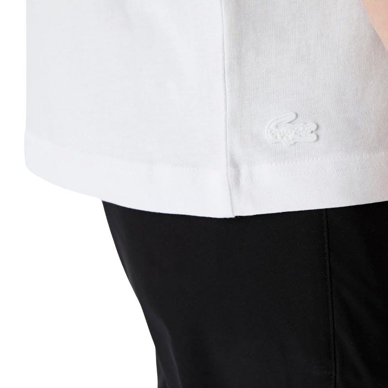 Lacoste Erkek Relaxed Fit Bisiklet Yaka Baskılı Beyaz T-Shirt