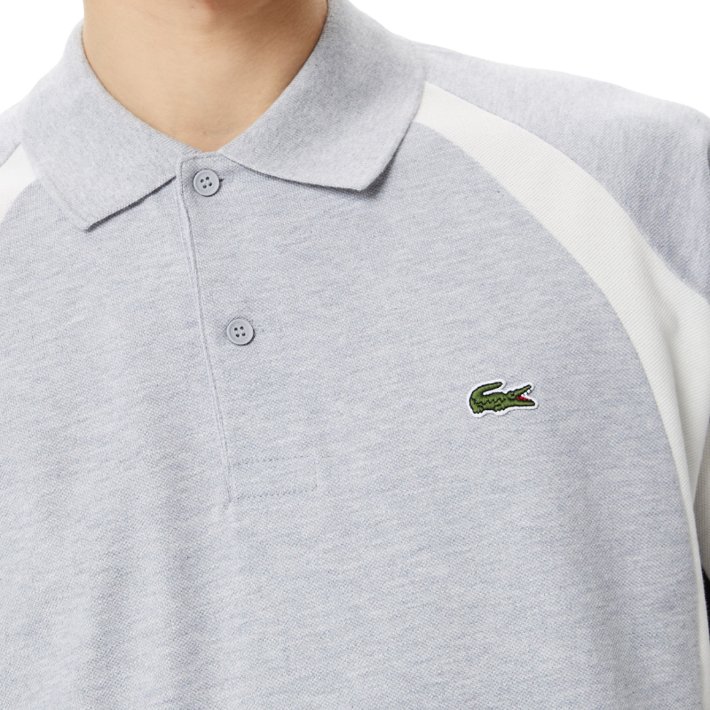 Lacoste Erkek Relaxed Fit Renk Bloklu Gri Polo Tshırt PH5583 - SJ1