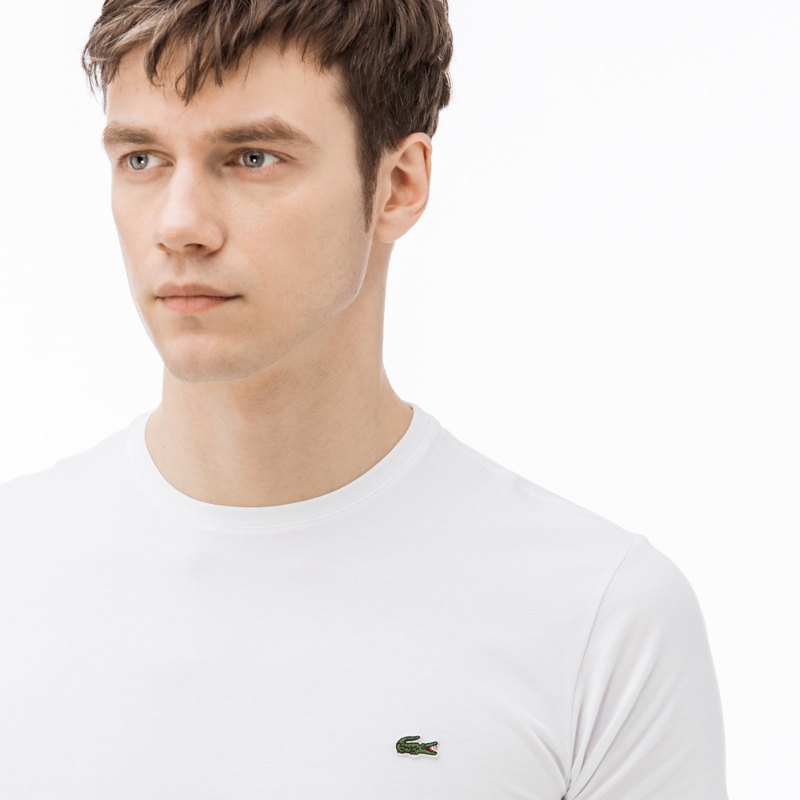 Lacoste Erkek Slim Fit Bisiklet Yaka Beyaz T-Shirt TH0998.001