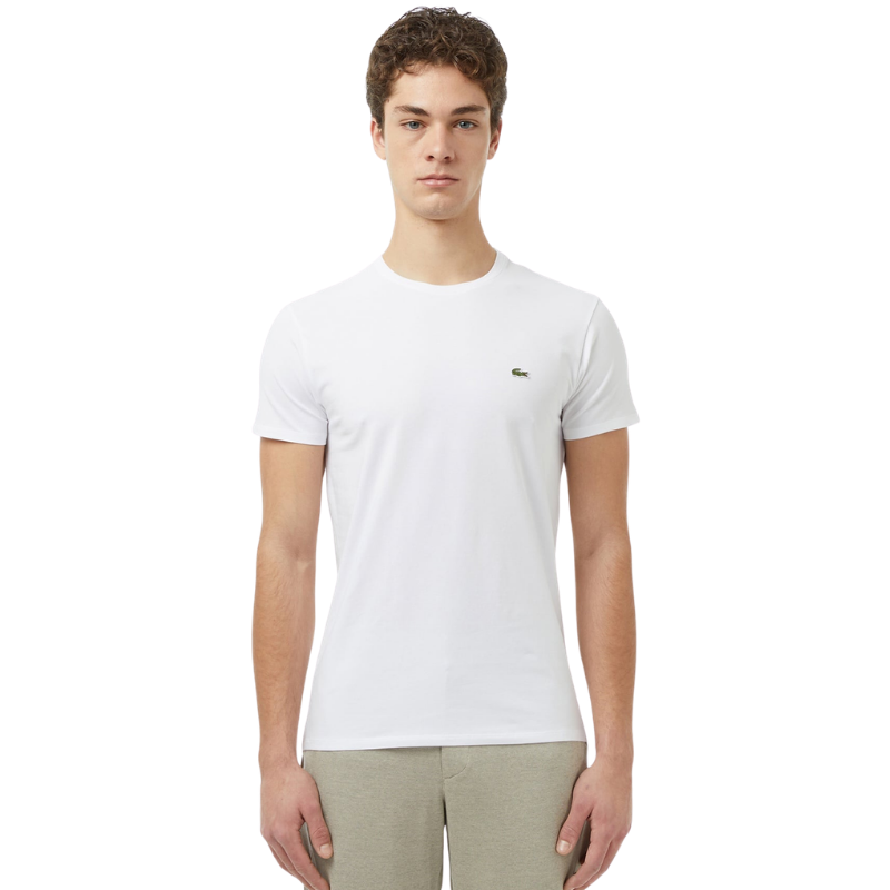 Lacoste Erkek Slim Fit Bisiklet Yaka Beyaz T-Shirt TH0998.001