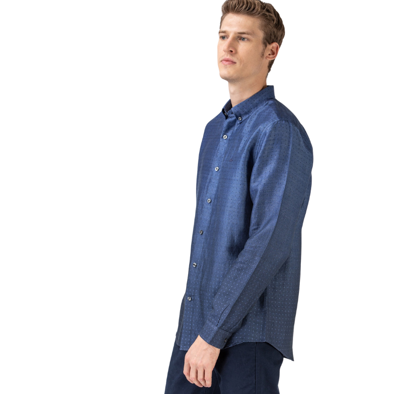 Lacoste Erkek Slim Fit Desenli Degrade Lacivert Gömlek