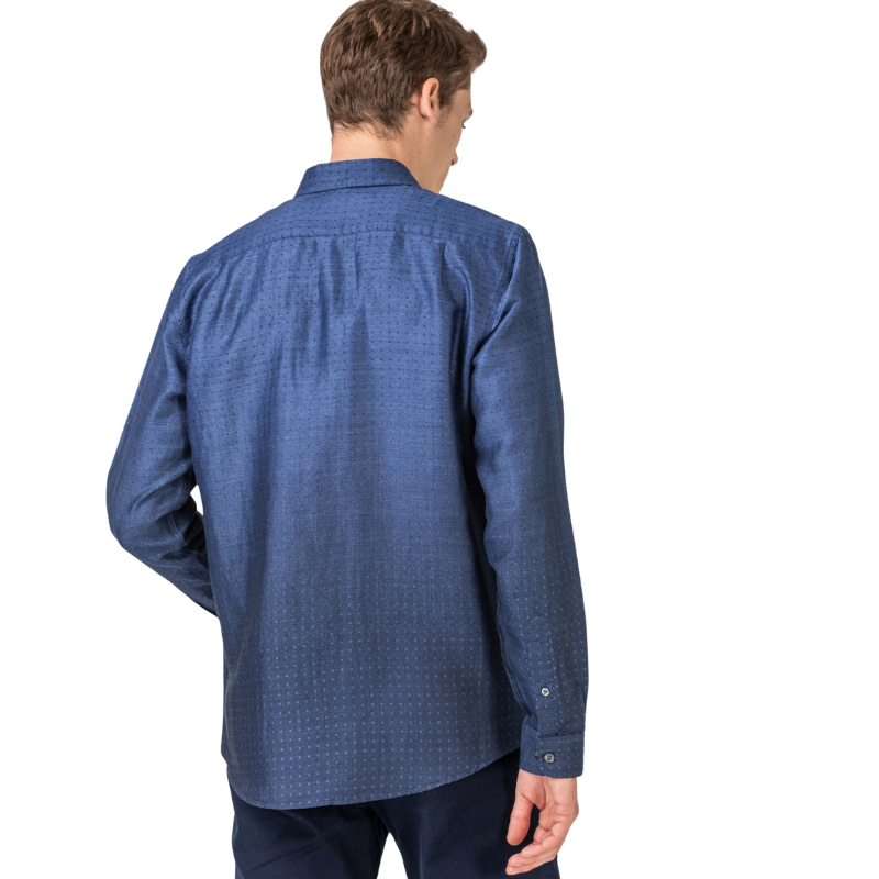 Lacoste Erkek Slim Fit Desenli Degrade Lacivert Gömlek