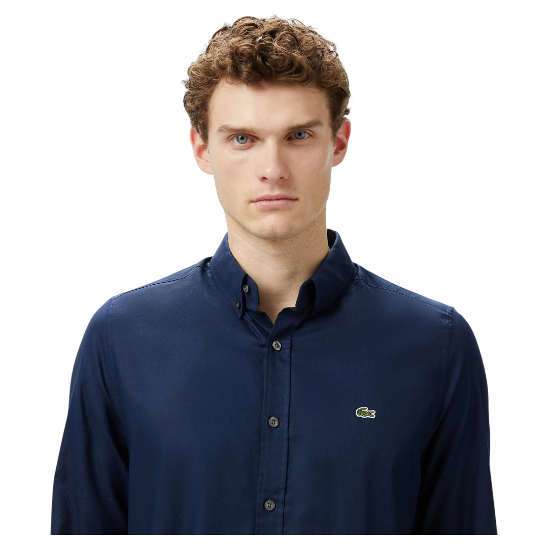 Lacoste Erkek Slim Fit Düğmeli Yaka Lacivert Gömlek CH0342.42L