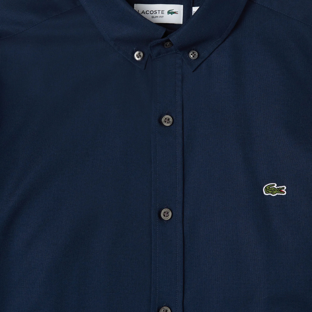 Lacoste Erkek Slim Fit Düğmeli Yaka Lacivert Gömlek CH0342.42L