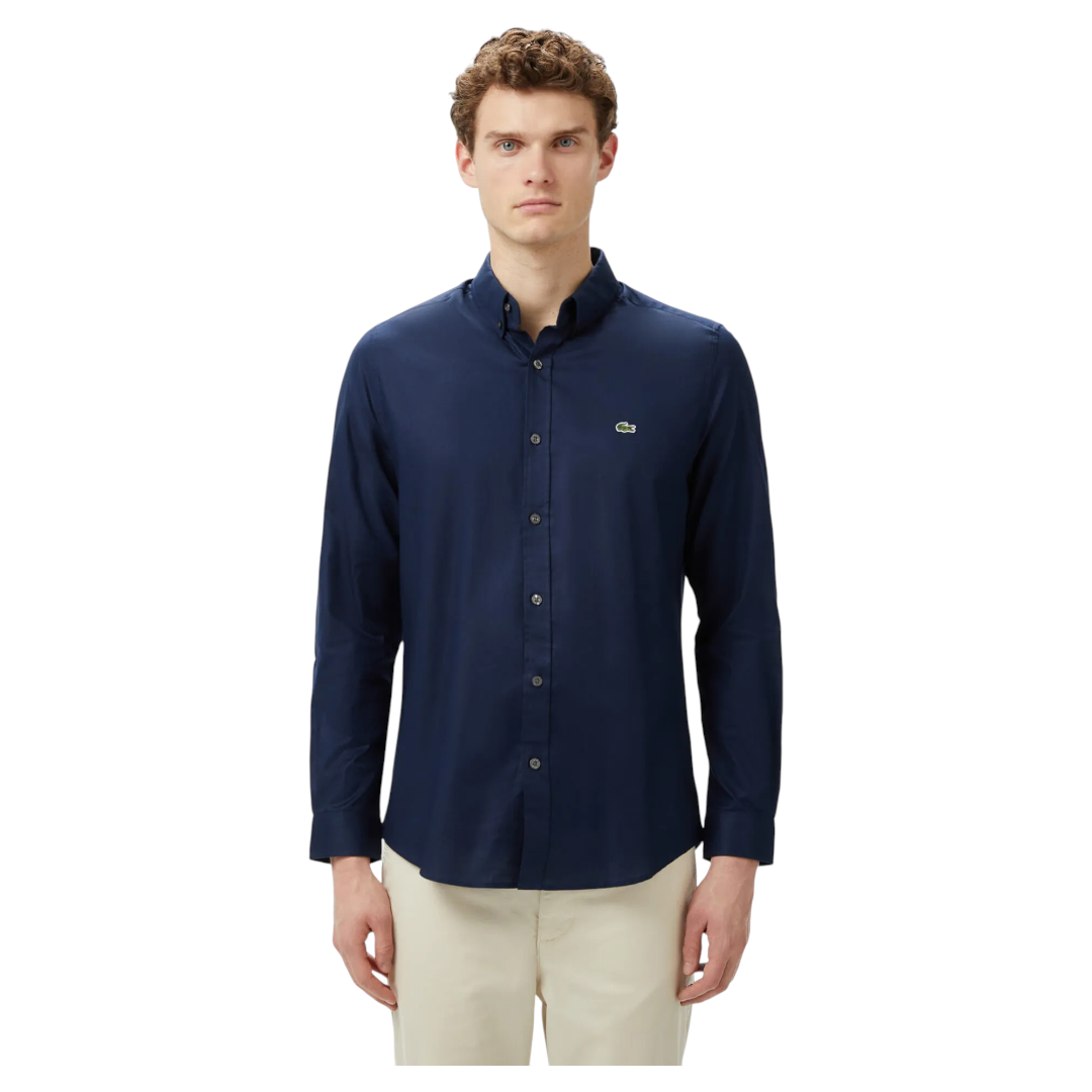 Lacoste Erkek Slim Fit Düğmeli Yaka Lacivert Gömlek CH0342.42L