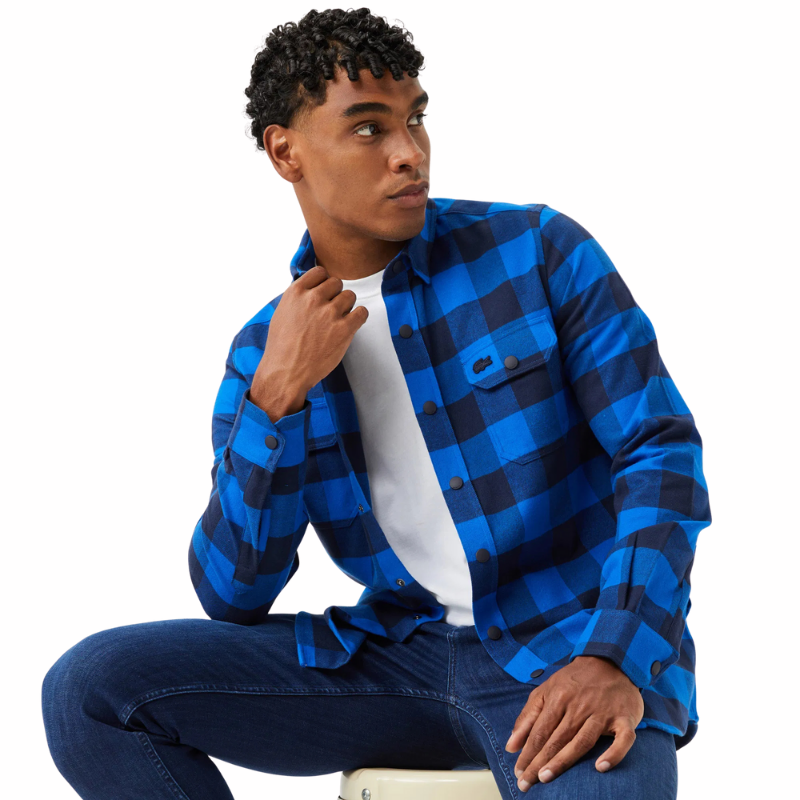 Lacoste Erkek Slim Fit Ekose Mavi Gömlek CH2311.11M