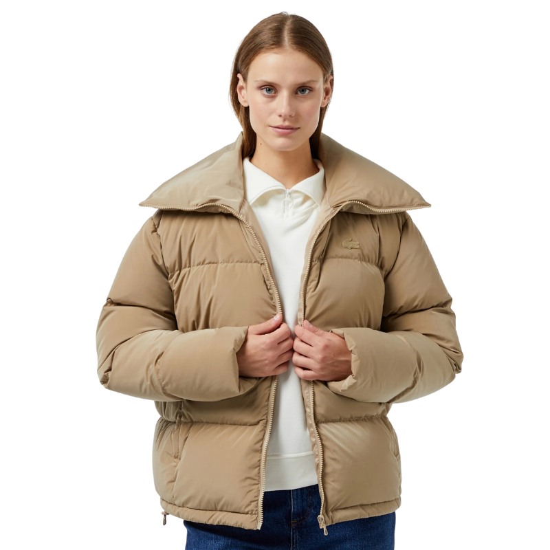Lacoste Kadın Kapitone Bej Şişme Mont